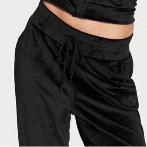 Victoria’s Secret Supersoft Cozy Velour Track Joggers pants  Black Xlarge - Picture 2 of 7